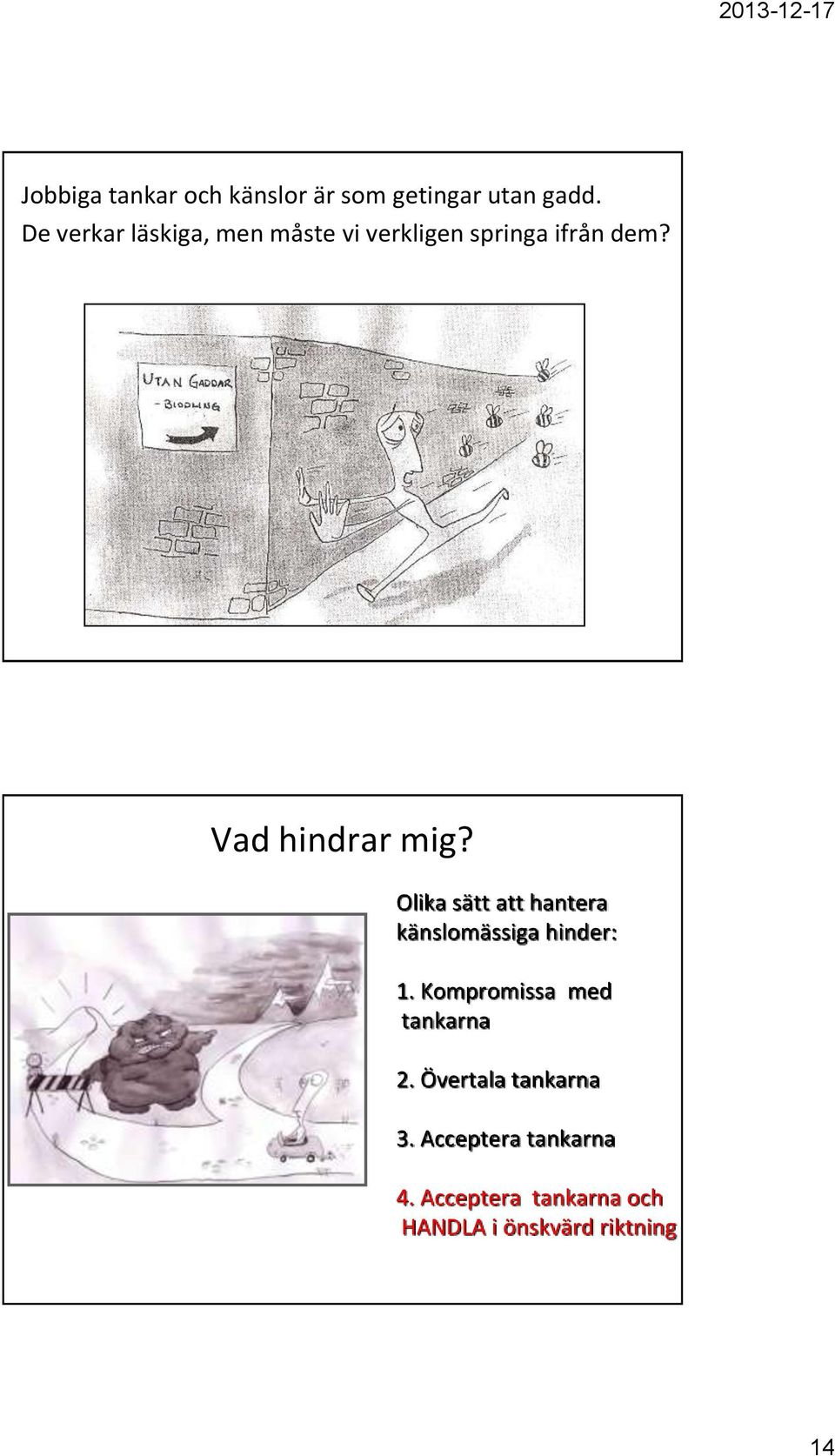 Vad hindrar mig? Olika sätt att hantera känslomässiga hinder: 1.