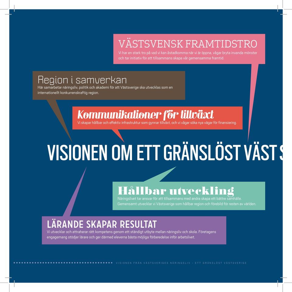 Kommunikationer för tillväxt Vi skapar hållbar och effektiv infrastruktur som gynnar tillväxt, och vi vågar söka nya vägar för finansiering.