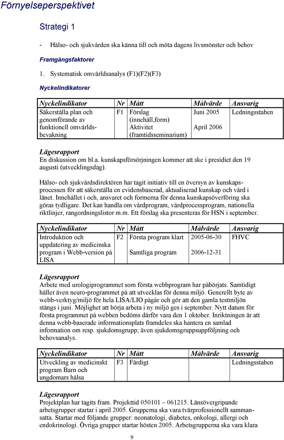 2006 Ledningsstaben En diskussion om bl.a. kunskapsförsörjningen kommer att ske i presidiet den 19 augusti (utvecklingsdag).