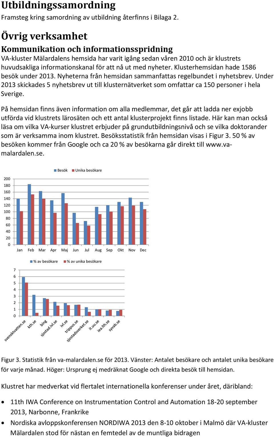 Klusterhemsidan hade 1586 besök under 2013. Nyheterna från hemsidan sammanfattas regelbundet i nyhetsbrev.