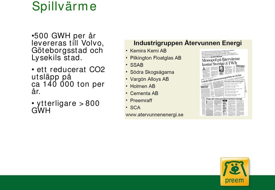 stad. ett reducerat CO2 utsläpp på ca