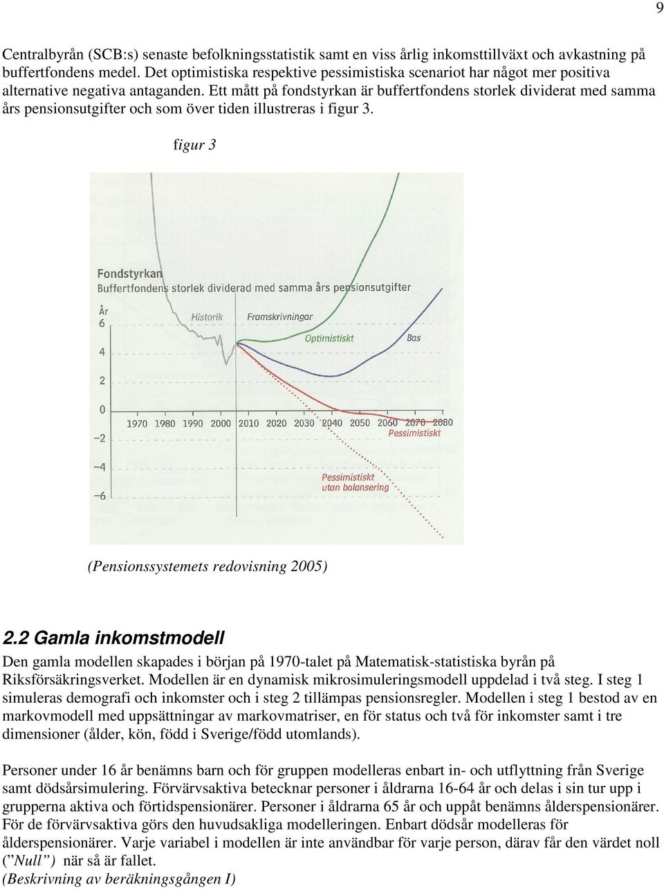 Ett mått på fondstyrkan är buffertfondens storlek dividerat med samma års pensionsutgifter och som över tiden illustreras i figur 3. figur 3 (Pensionssystemets redovisning 2005) 2.