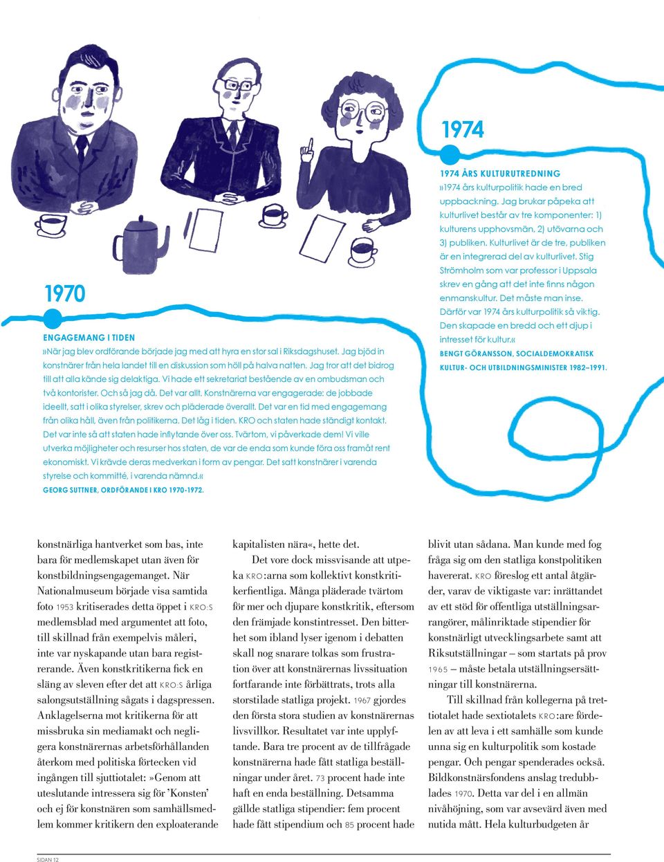 Konstnärerna var engagerade: de jobbade ideellt, satt i olika styrelser, skrev och pläderade överallt. Det var en tid med engagemang från olika håll, även från politikerna. Det låg i tiden.