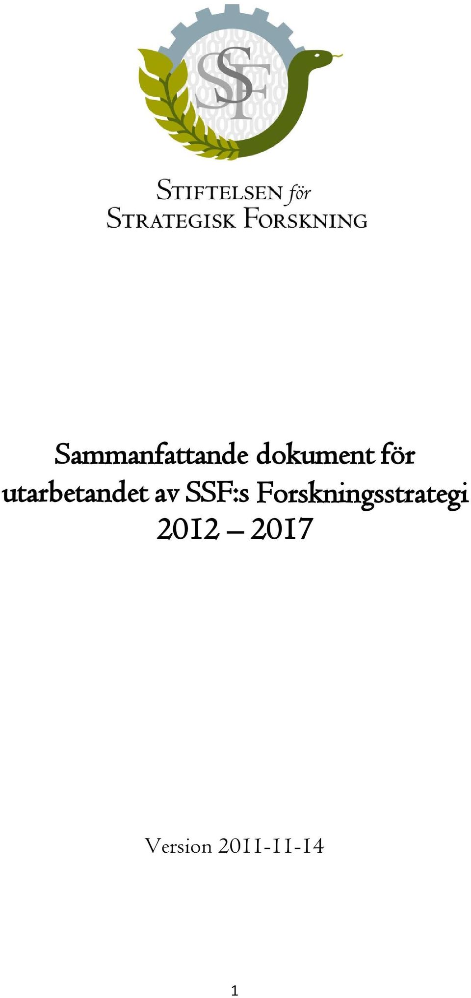 SSF:s Forskningsstrategi