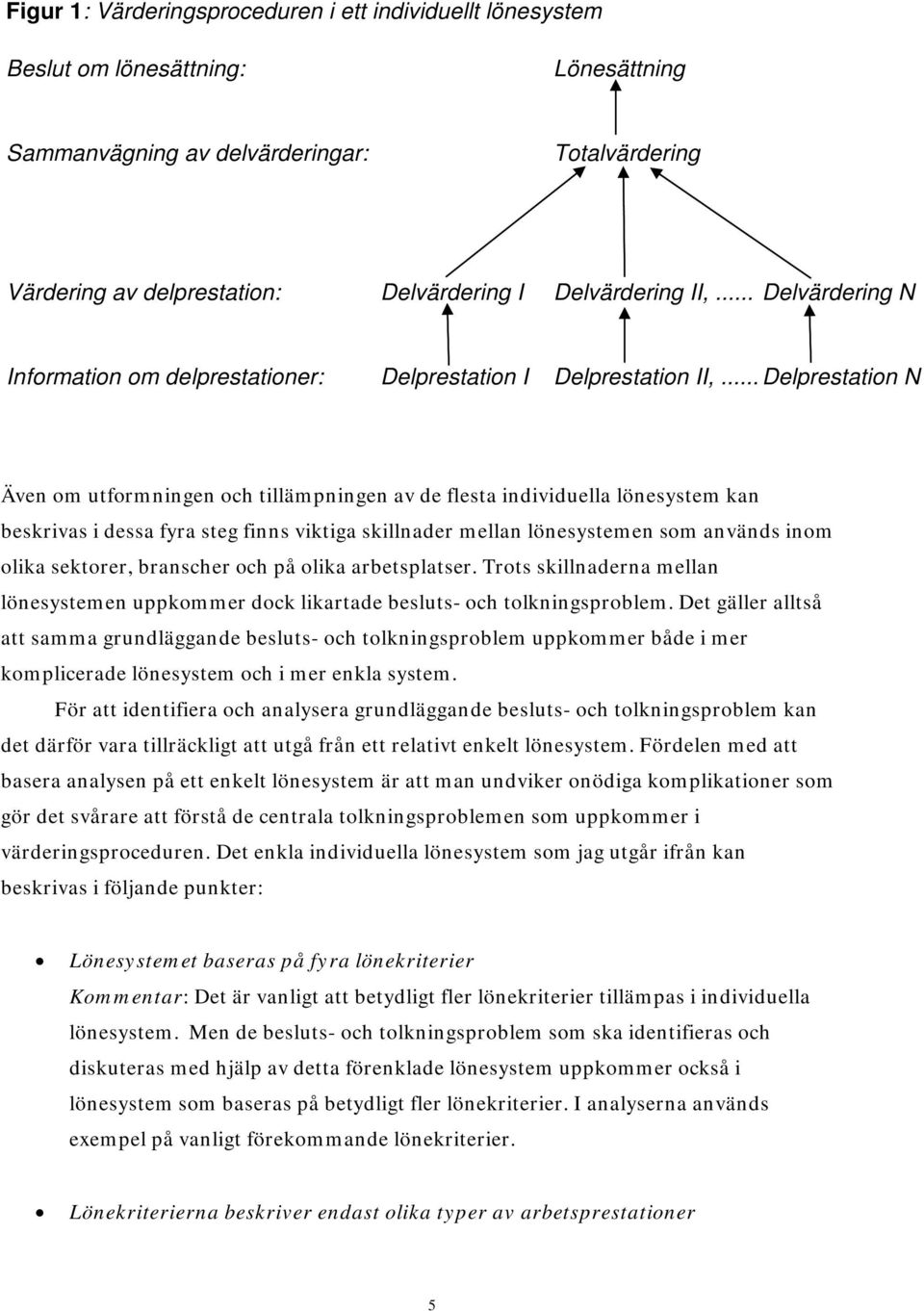 .. Delprestation N Även om utformningen och tillämpningen av de flesta individuella lönesystem kan beskrivas i dessa fyra steg finns viktiga skillnader mellan lönesystemen som används inom olika