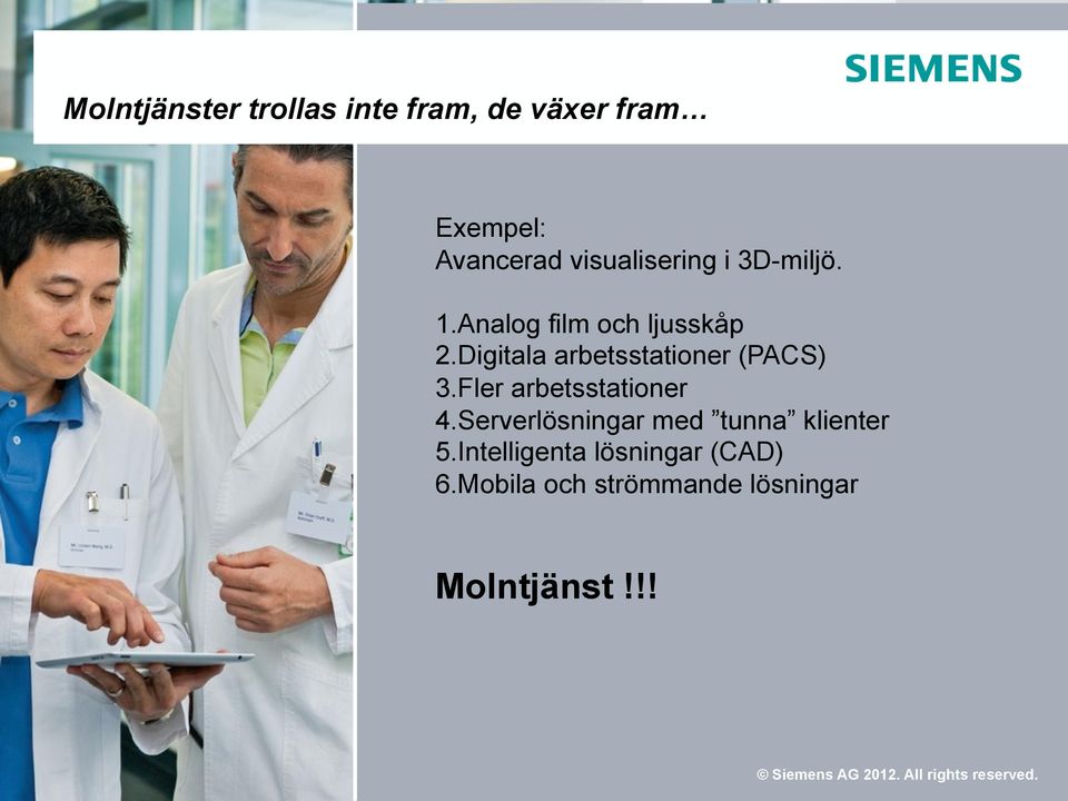 Digitala arbetsstationer (PACS) 3. Fler arbetsstationer 4.