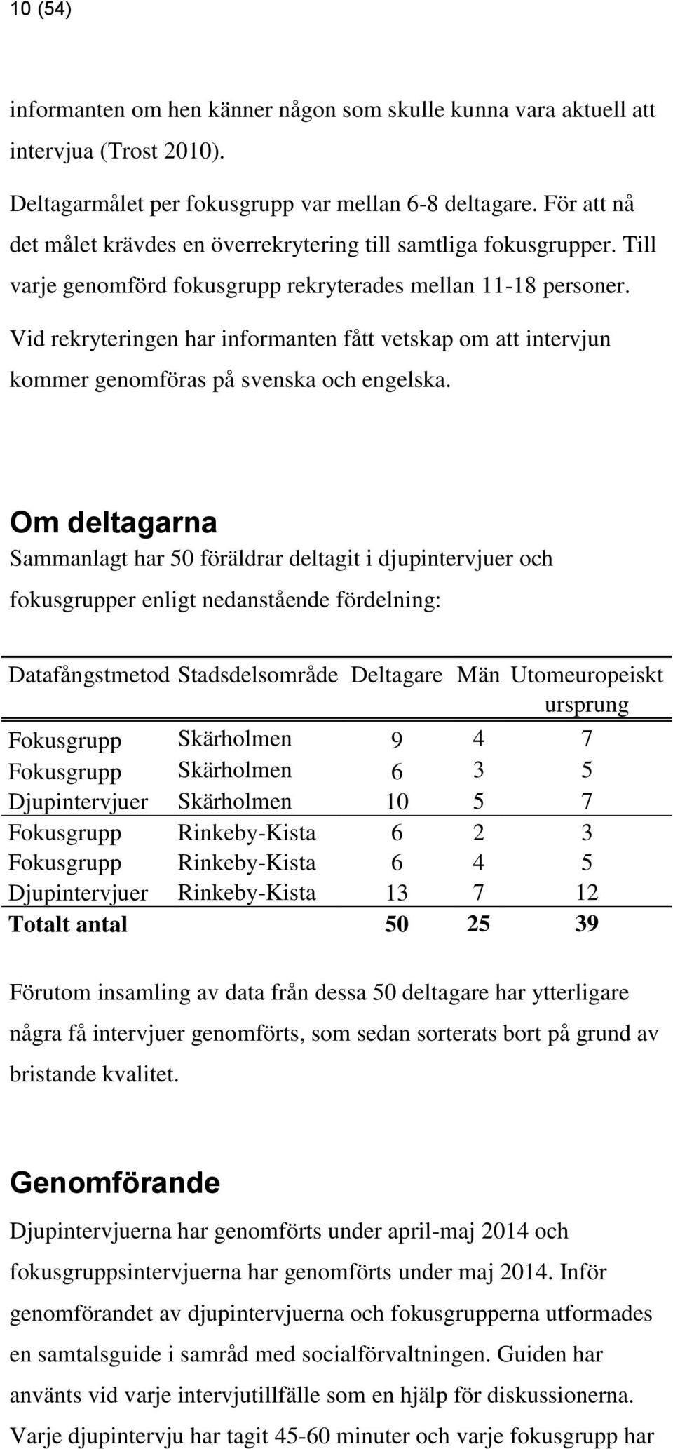 Vid rekryteringen har informanten fått vetskap om att intervjun kommer genomföras på svenska och engelska.