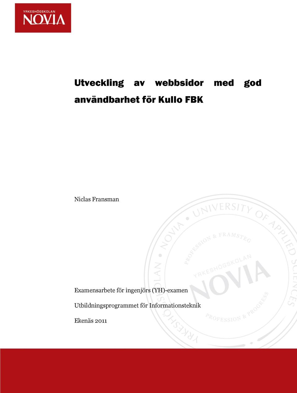 Examensarbete för ingenjörs (YH)-examen