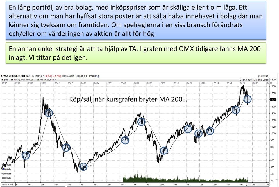 framtiden. Om spelreglerna i en viss bransch förändrats och/eller om värderingen av aktien är allt för hög.