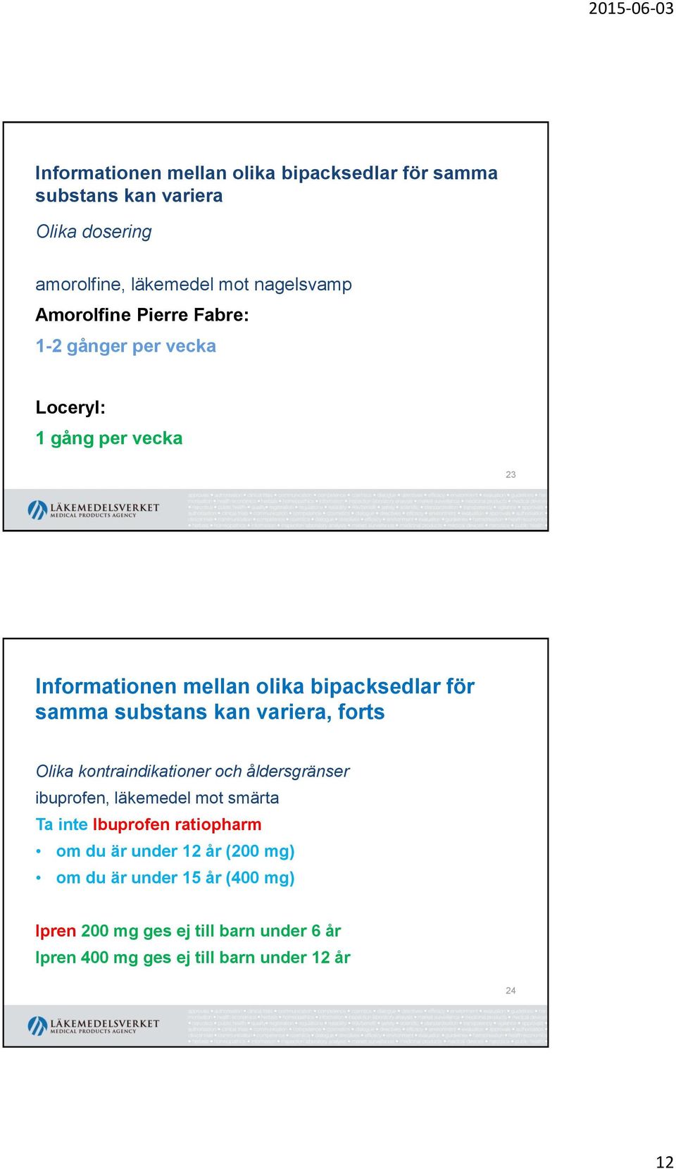 substans kan variera, forts Olika kontraindikationer och åldersgränser ibuprofen, läkemedel mot smärta Ta inte Ibuprofen ratiopharm