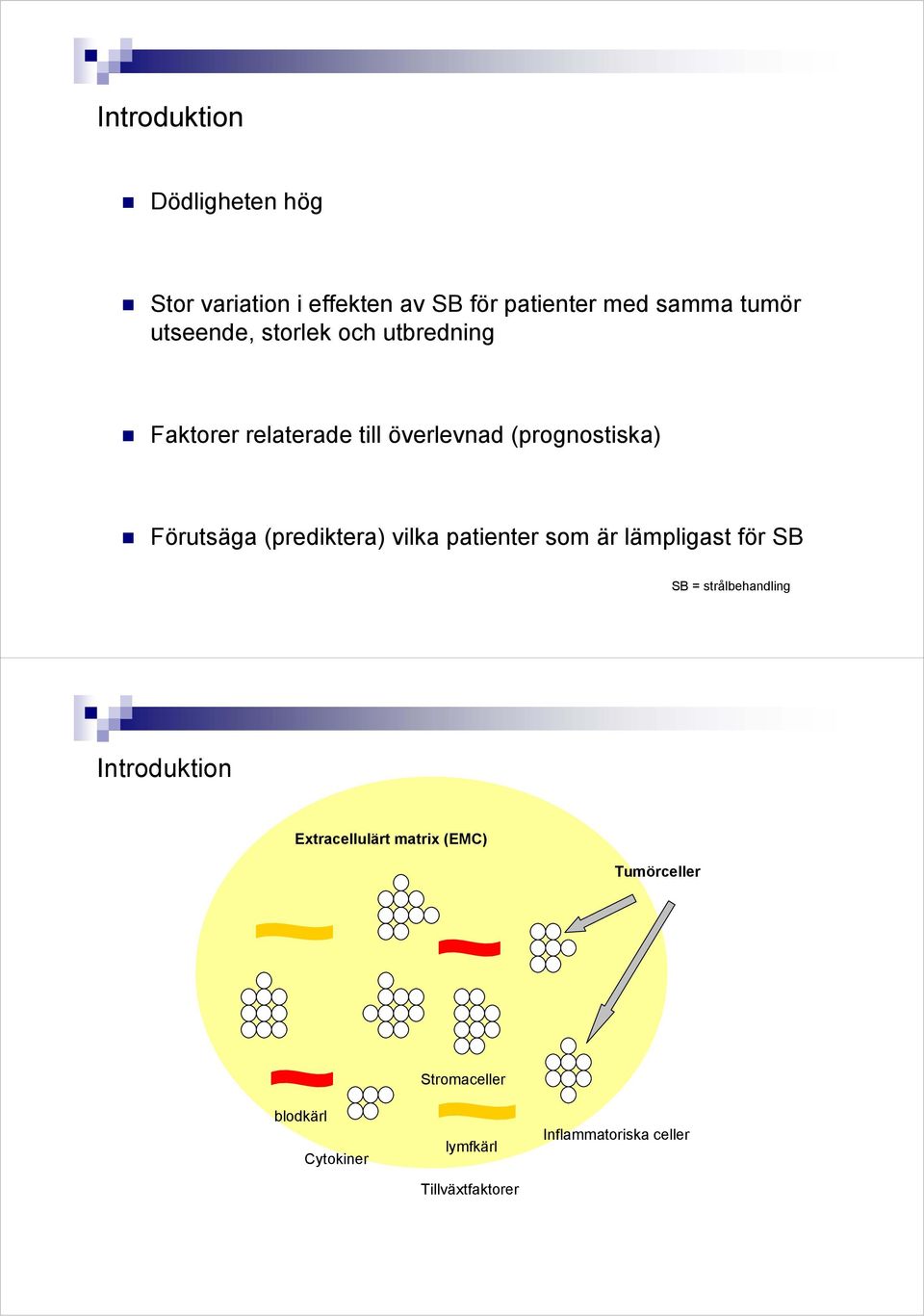 (prediktera) vilka patienter som är lämpligast för SB SB = strålbehandling Introduktion