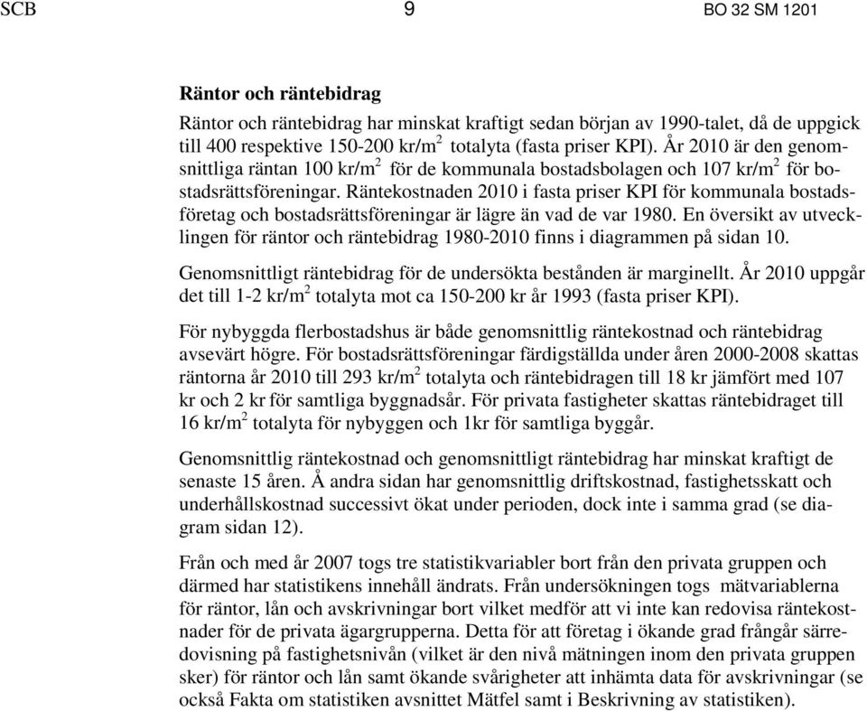 Räntekostnaden 2010 i fasta priser KPI för kommunala bostadsföretag och bostadsrättsföreningar är lägre än vad de var 1980.