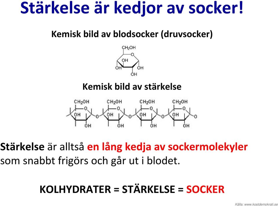 stärkelse Stärkelse är alltså en lång kedja av