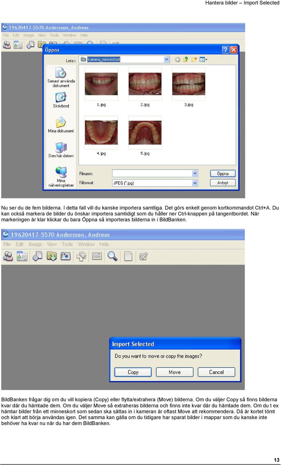 BildBanken frågar dig om du vill kopiera (Copy) eller flytta/extrahera (Move) bilderna. Om du väljer Copy så finns bilderna kvar där du hämtade dem.