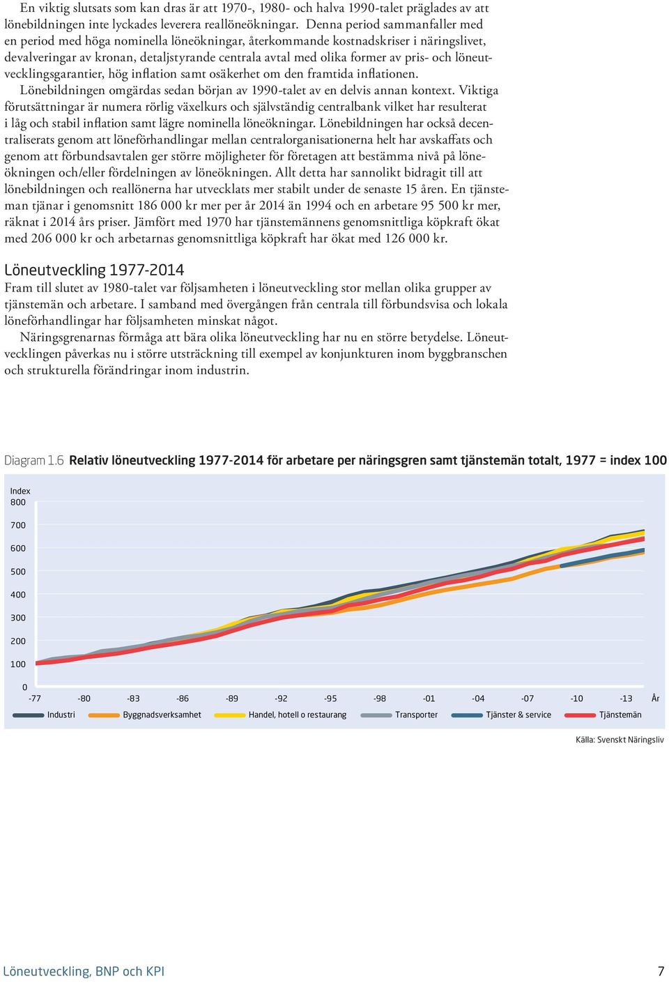 och löneutvecklingsgarantier, hög inflation samt osäkerhet om den framtida inflationen. Lönebildningen omgärdas sedan början av 199-talet av en delvis annan kontext.