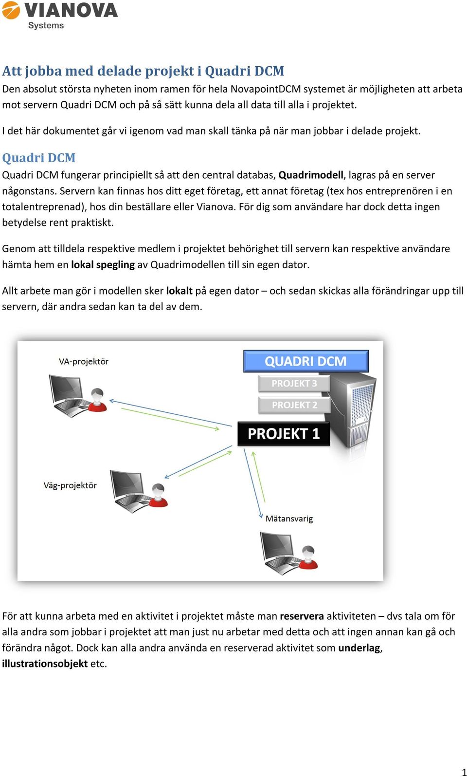 Quadri DCM Quadri DCM fungerar principiellt så att den central databas, Quadrimodell, lagras på en server någonstans.