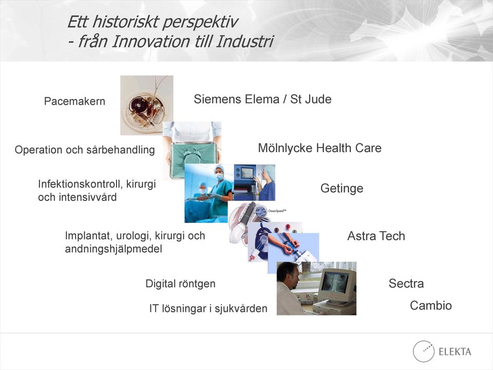 Infektionskontroll, kirurgi och intensivvård Getinge Implantat, urologi,