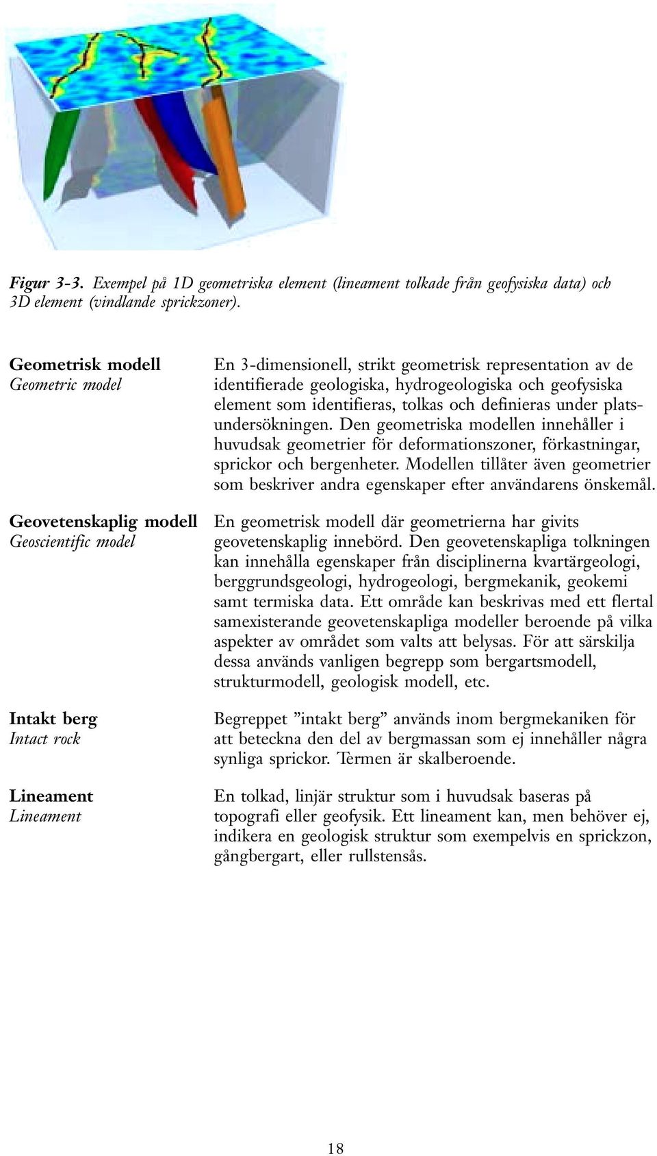 geologiska, hydrogeologiska och geofysiska element som identifieras, tolkas och definieras under platsundersökningen.