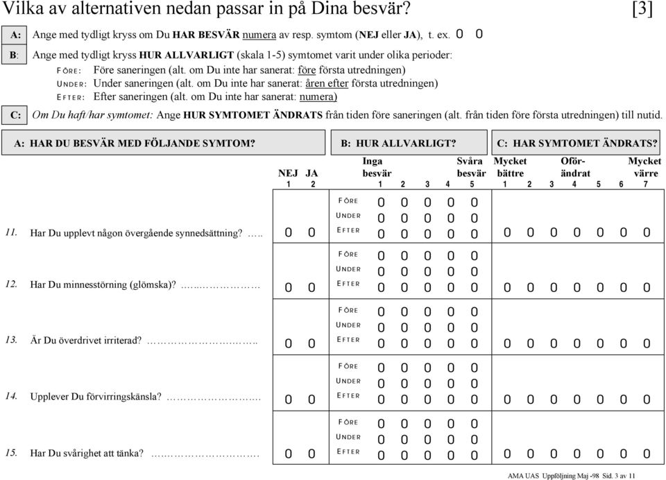 Har Du upplevt någon övergående synnedsättning?.. 12. Har Du minnesstörning (glömska)?