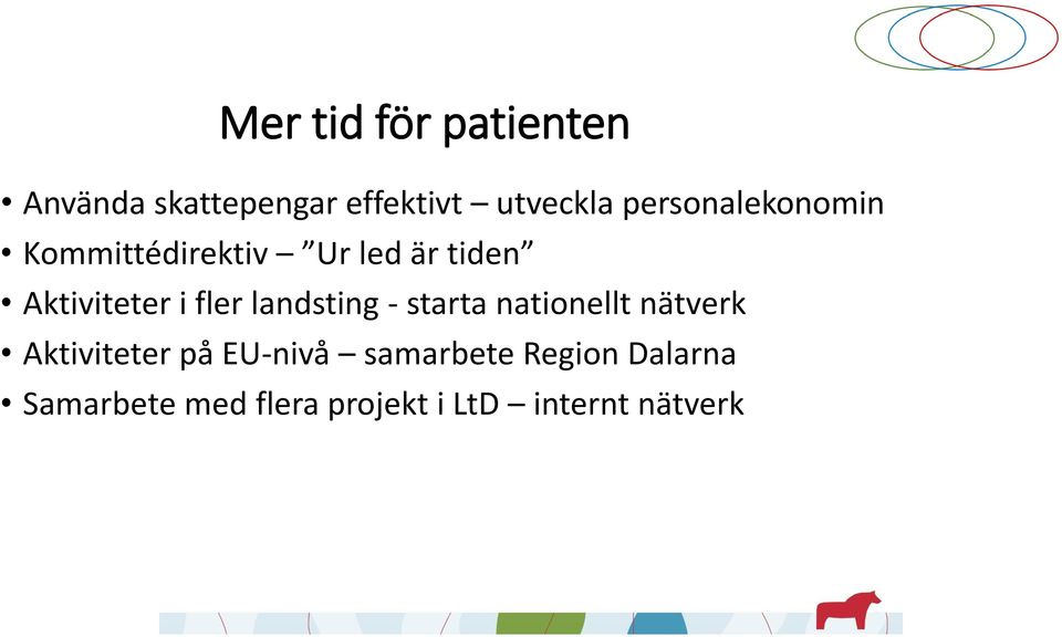 fler landsting - starta nationellt nätverk Aktiviteter på EU-nivå