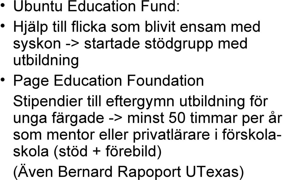 eftergymn utbildning för unga färgade -> minst 50 timmar per år som mentor