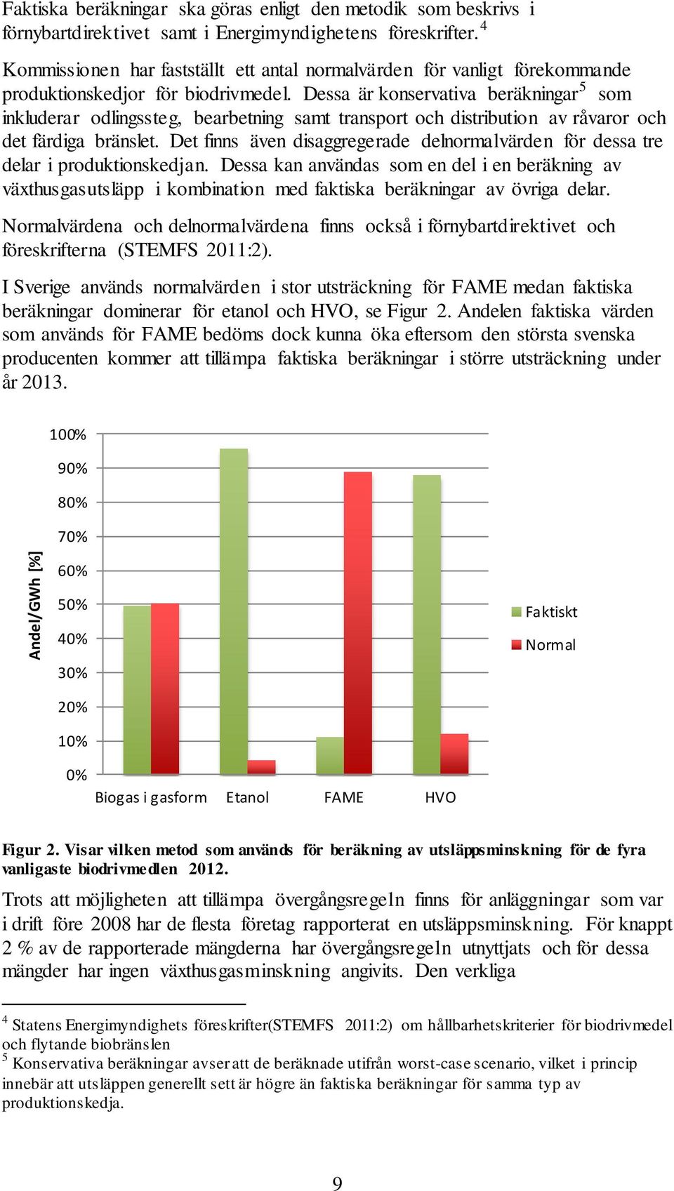 Dessa är konservativa beräkningar 5 som inkluderar odlingssteg, bearbetning samt transport och distribution av råvaror och det färdiga bränslet.