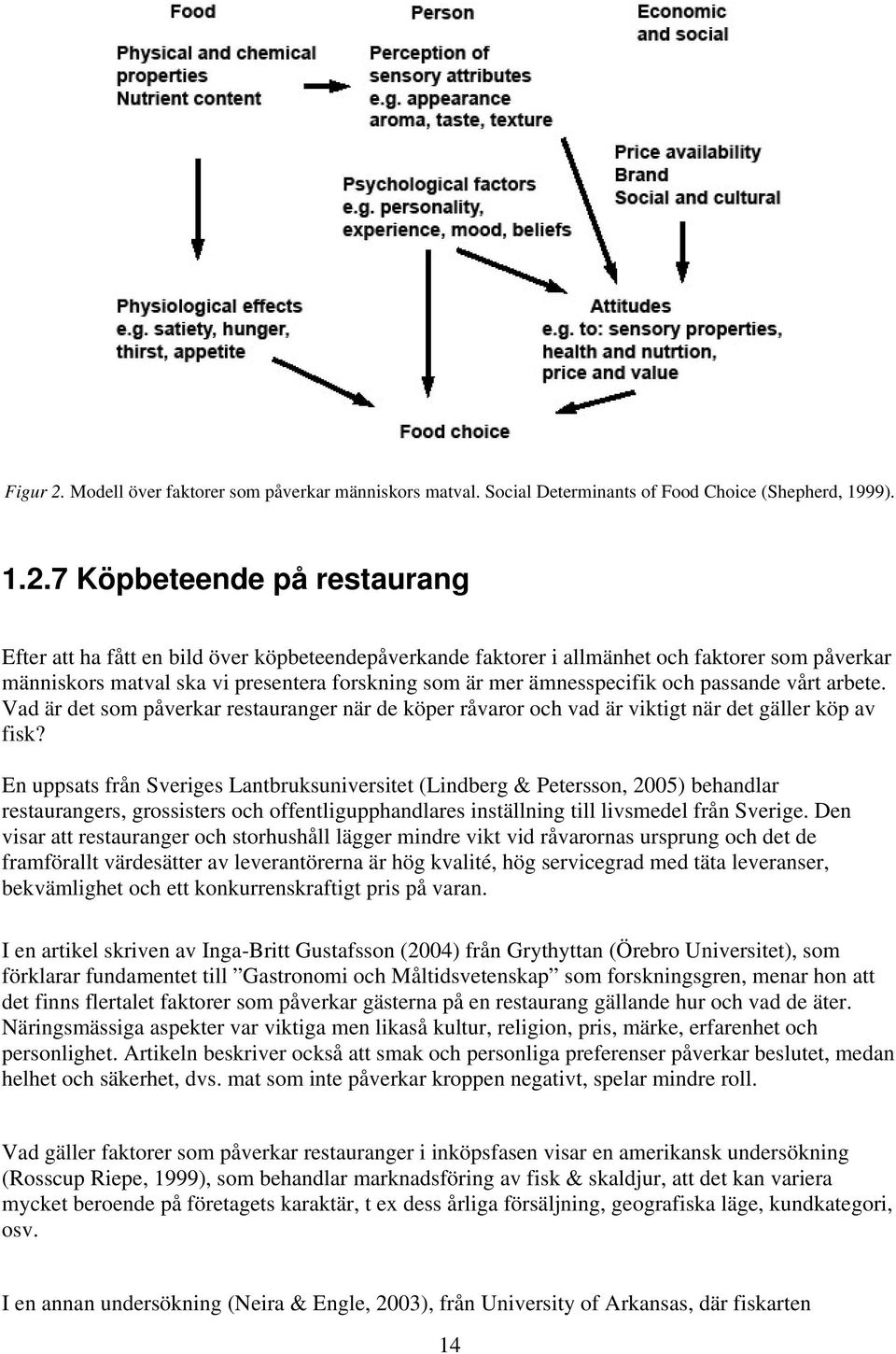 7 Köpbeteende på restaurang Efter att ha fått en bild över köpbeteendepåverkande faktorer i allmänhet och faktorer som påverkar människors matval ska vi presentera forskning som är mer ämnesspecifik