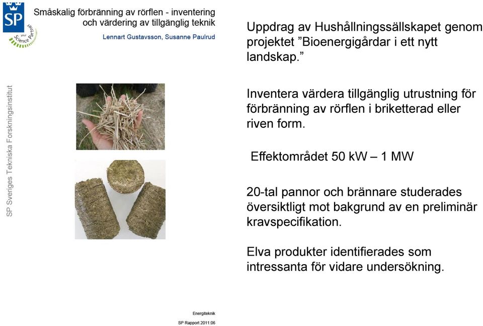 form. Effektområdet 50 kw 1 MW 20-tal pannor och brännare studerades översiktligt mot bakgrund