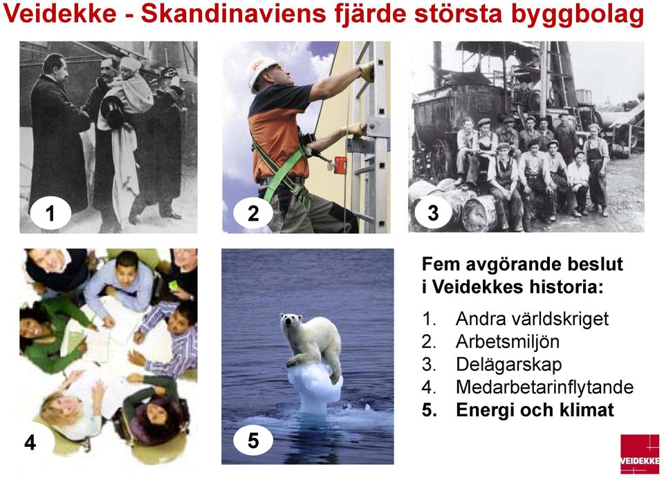 historia: 1. Andra världskriget 2. Arbetsmiljön 3.