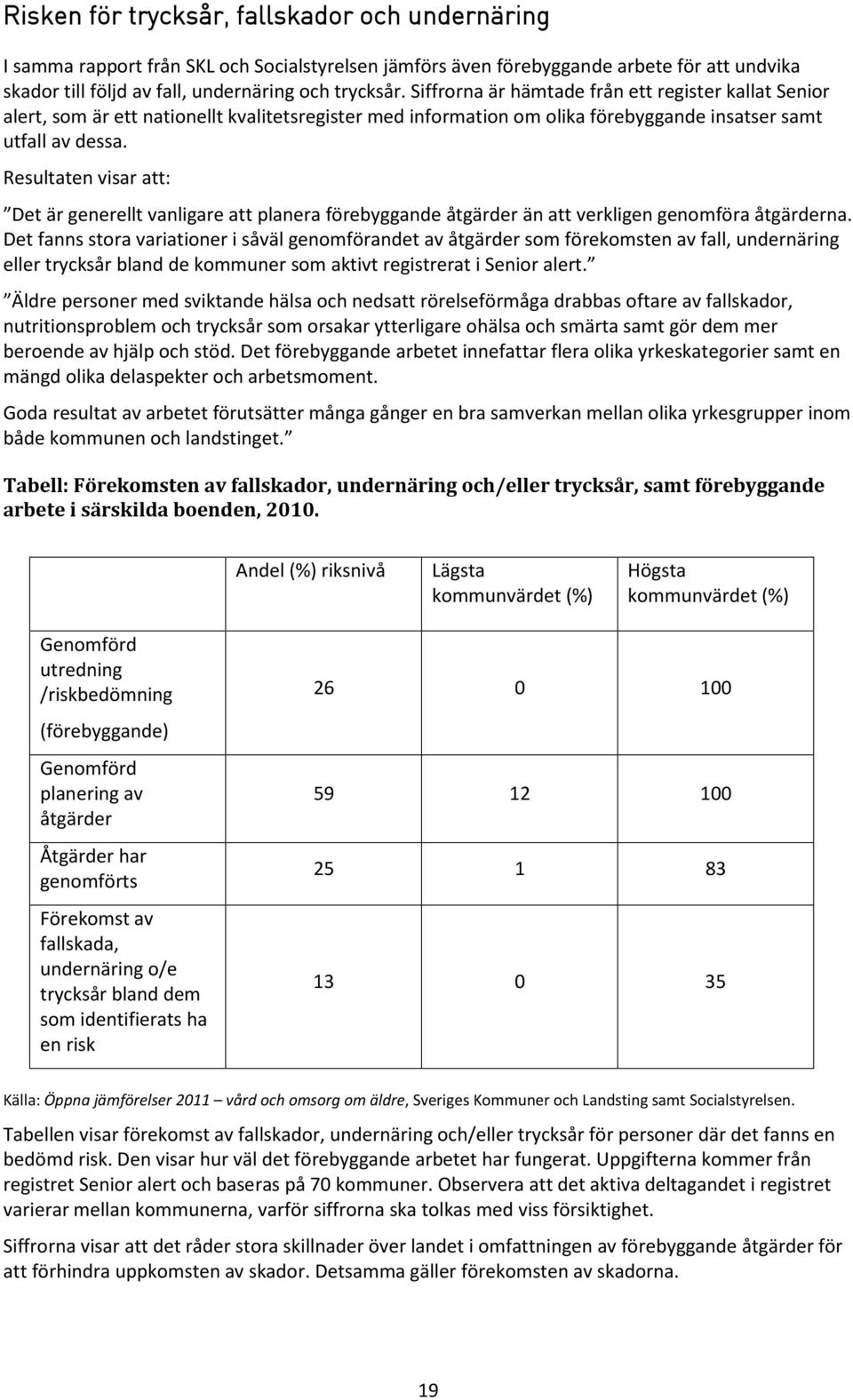 Resultaten visar att: Det är generellt vanligare att planera förebyggande åtgärder än att verkligen genomföra åtgärderna.