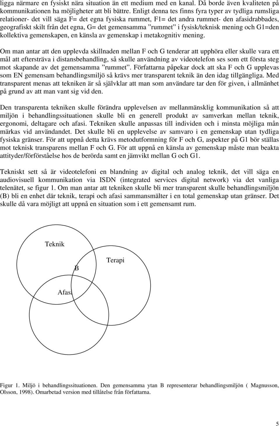 gemensamma rummet i fysisk/teknisk mening och G1=den kollektiva gemenskapen, en känsla av gemenskap i metakognitiv mening.