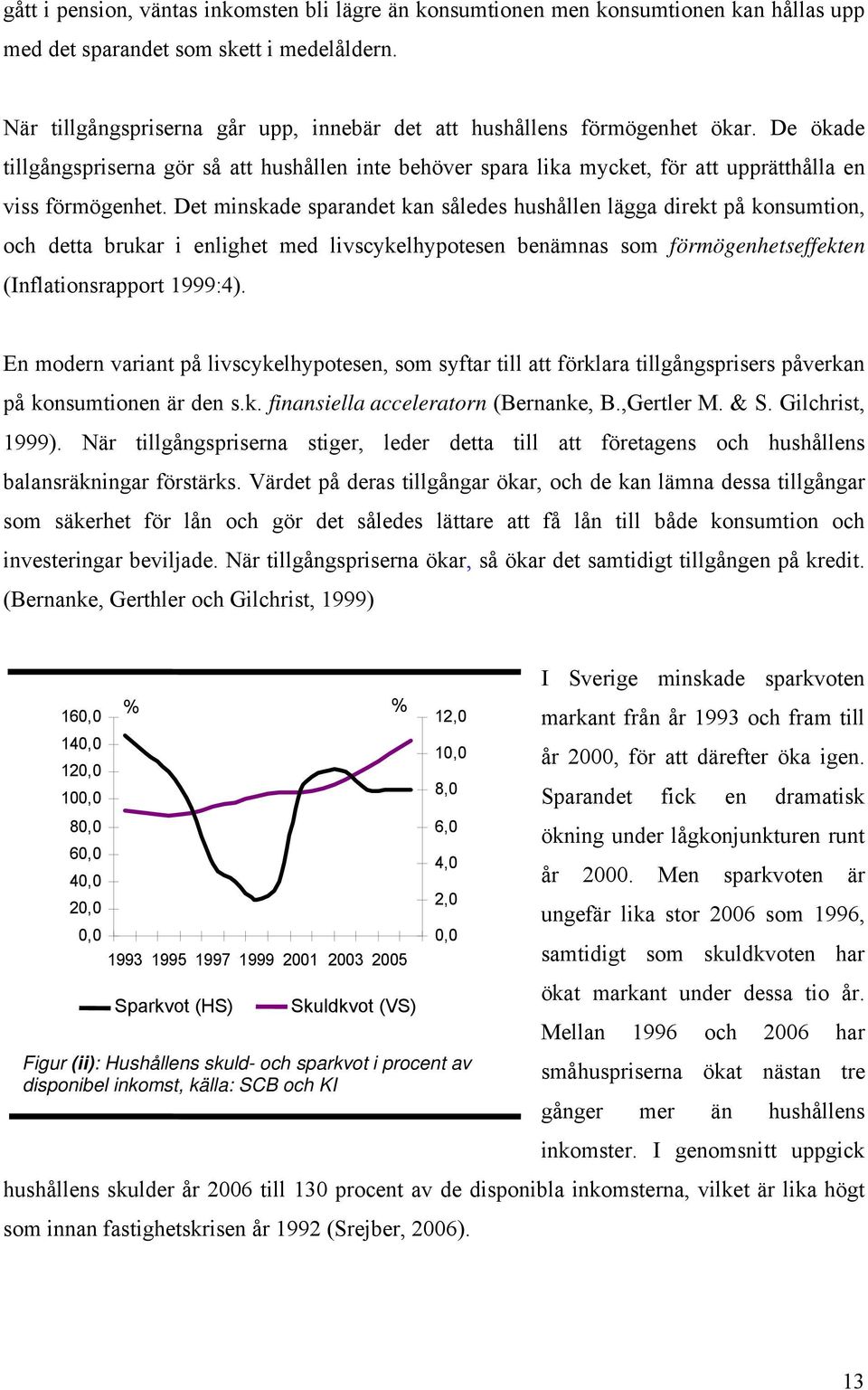 Det minskade sparandet kan således hushållen lägga direkt på konsumtion, och detta brukar i enlighet med livscykelhypotesen benämnas som förmögenhetseffekten (Inflationsrapport 1999:4).