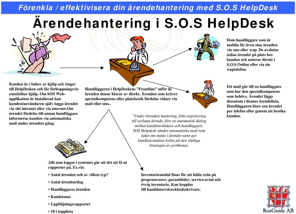 Om SOS Webapplikation är installerad kan kunden/användaren själv logga ärendet via sitt intranet eller via internet.