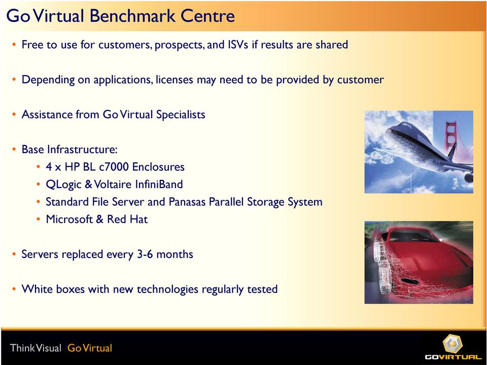 Infrastructure: 4 x HP BL c7000 Enclosures QLogic & Voltaire InfiniBand Standard File Server and Panasas