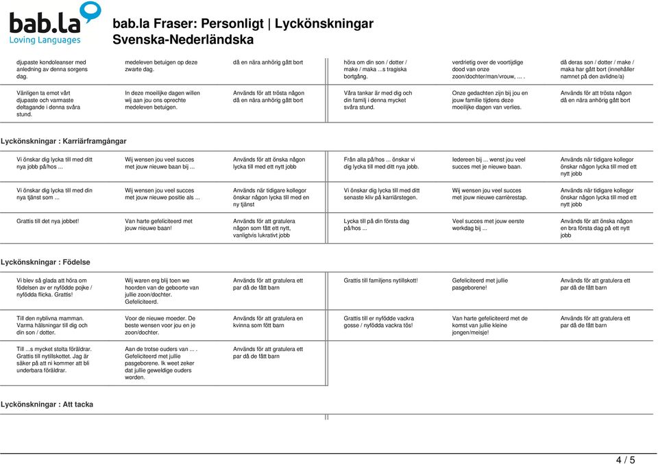 ... då deras son / dotter / make / maka har gått bort (innehåller namnet på den avlidne/a) Vänligen ta emot vårt djupaste och varmaste deltagande i denna svåra stund.