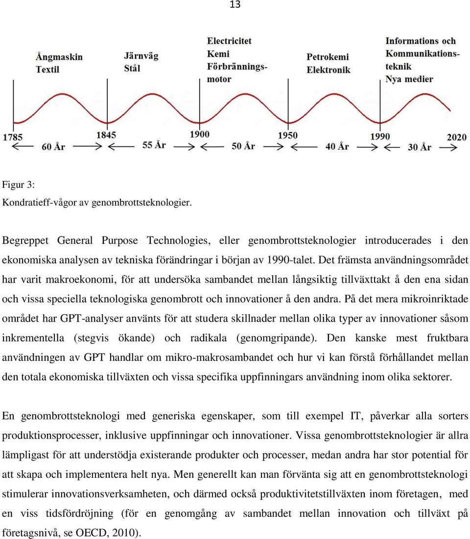 Det främsta användningsområdet har varit makroekonomi, för att undersöka sambandet mellan långsiktig tillväxttakt å den ena sidan och vissa speciella teknologiska genombrott och innovationer å den