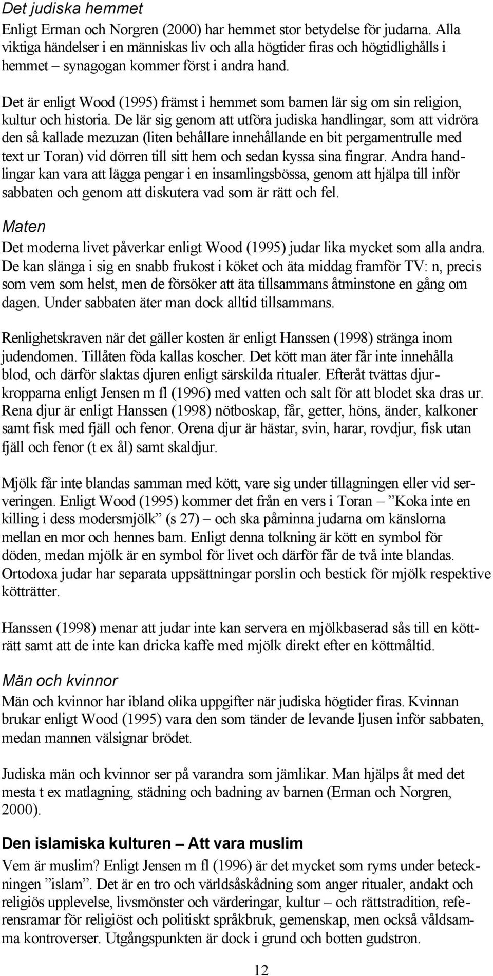 Det är enligt Wood (1995) främst i hemmet som barnen lär sig om sin religion, kultur och historia.