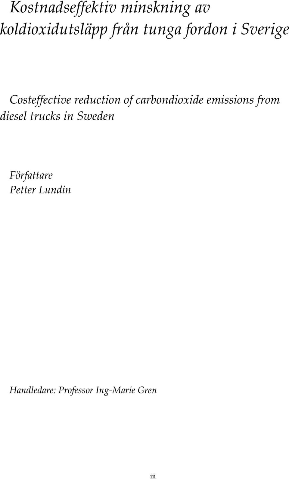 carbondioxide emissions from diesel trucks in Sweden