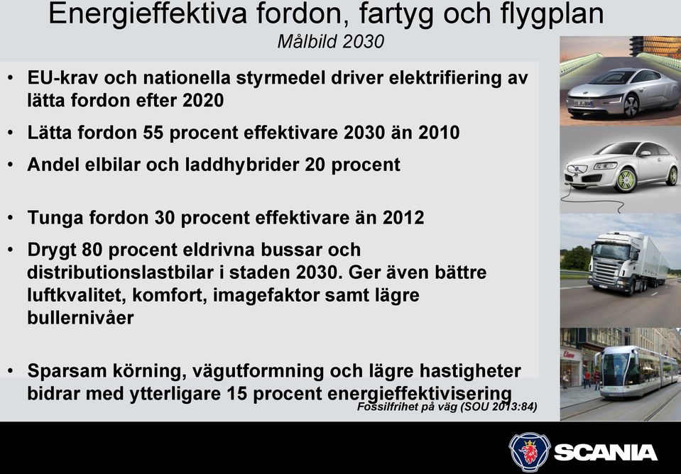 effektivare än 2012 Drygt 80 procent eldrivna bussar och distributionslastbilar i staden 2030.