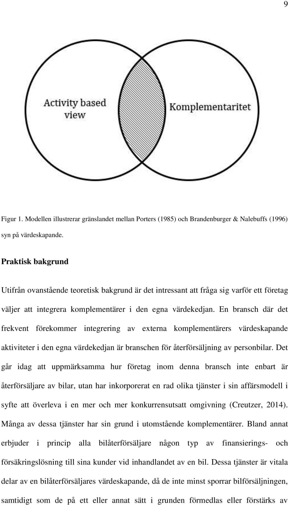 En bransch där det frekvent förekommer integrering av externa komplementärers värdeskapande aktiviteter i den egna värdekedjan är branschen för återförsäljning av personbilar.