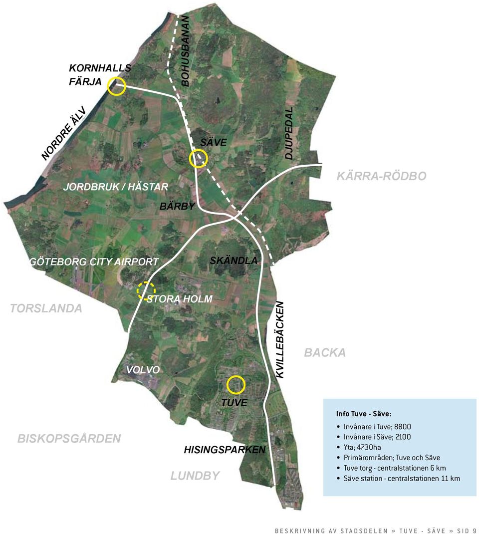 Invånare i Tuve; 8800 Invånare i Säve; 2100 Yta; 4730ha Primärområden; Tuve och Säve Tuve torg -