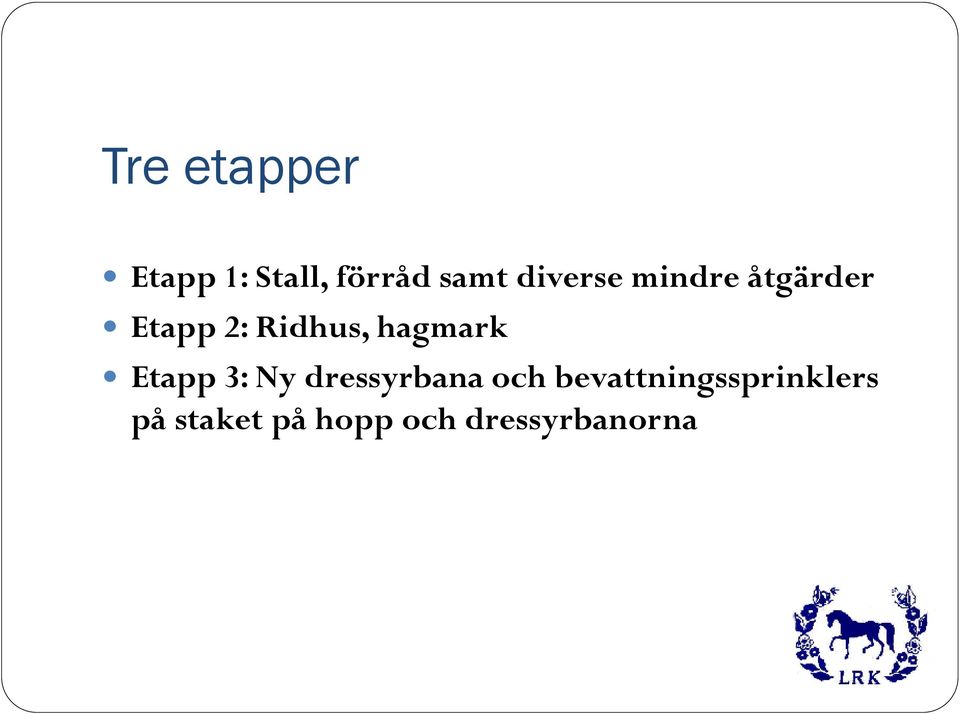 hagmark Etapp 3: Ny dressyrbana och