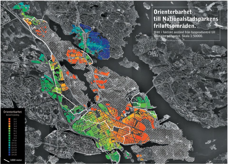 Mätt i faktiskt avstånd från byggnadsentré till