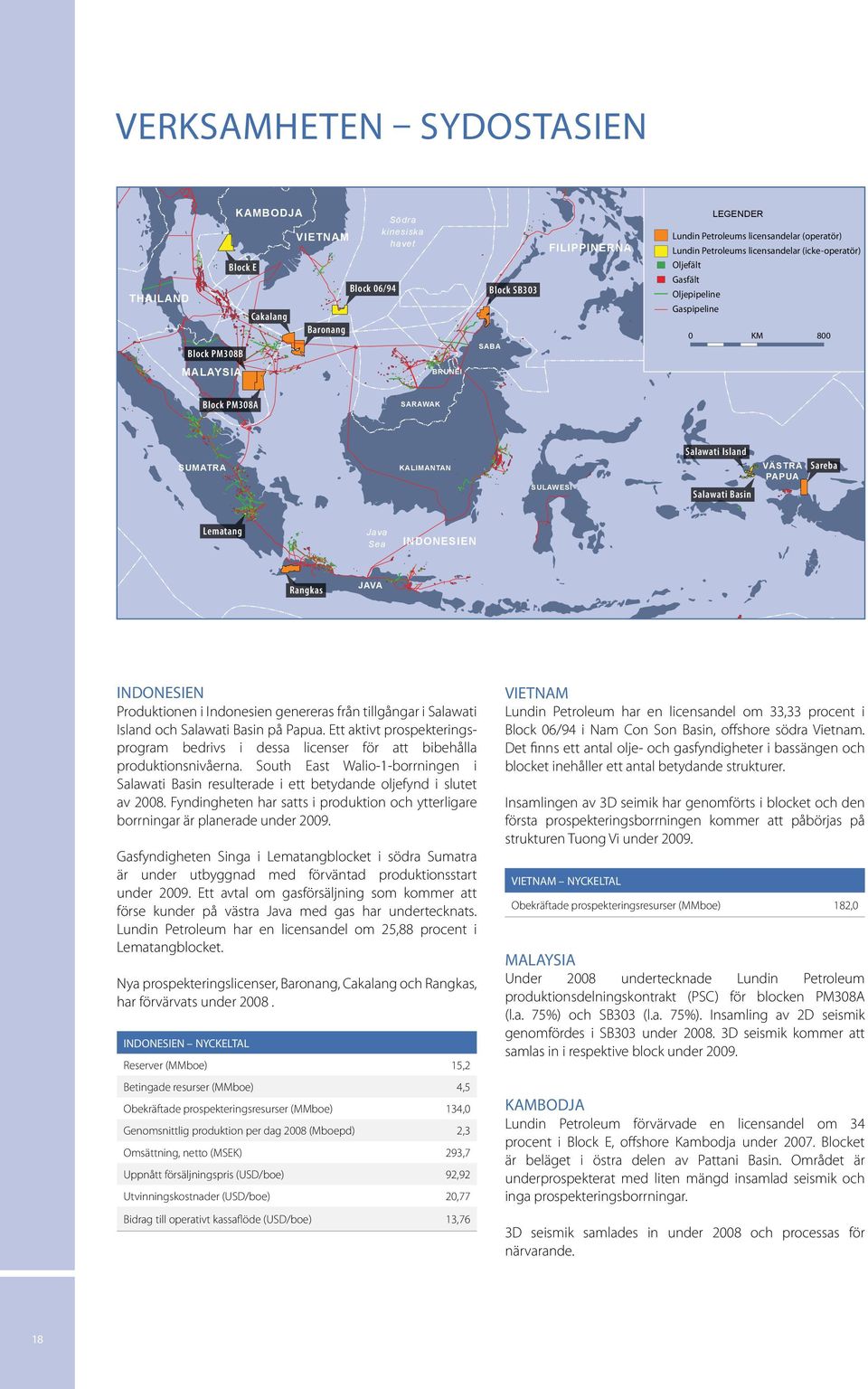 KALIMANTAN SULAWESI Salawati Island Salawati Basin VÄSTRA PAPUA Sareba Lematang Java Sea INDONESIEN Rangkas JAVA AUSTRALIEN INDONESIEN Produktionen i Indonesien genereras från tillgångar i Salawati