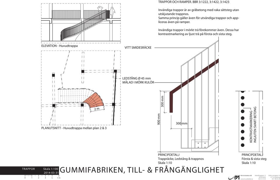 Dessa har kontrastmarkering av ljust trä på första och sista steg.