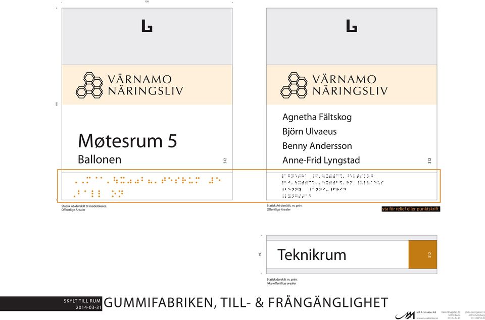 Statisk A6 dørskilt, m.