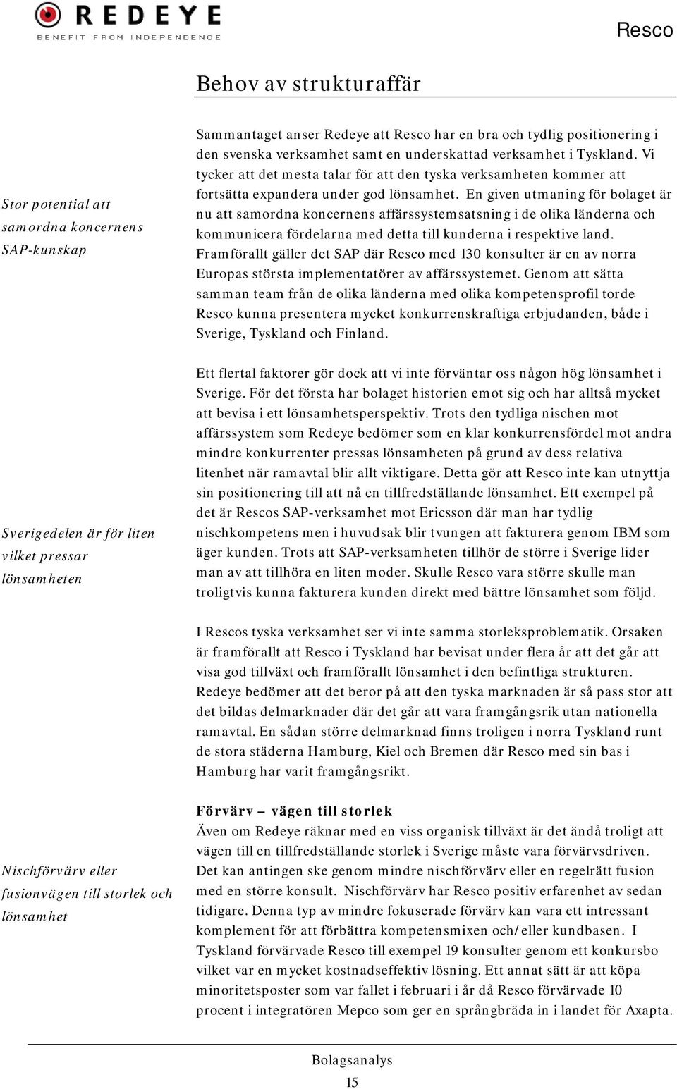 En given utmaning för bolaget är nu att samordna koncernens affärssystemsatsning i de olika länderna och kommunicera fördelarna med detta till kunderna i respektive land.