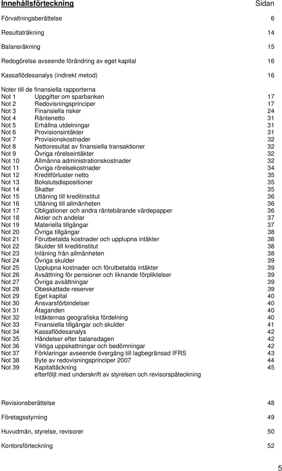 Provisionskostnader 32 Not 8 Nettoresultat av finansiella transaktioner 32 Not 9 Övriga rörelseintäkter 32 Not 10 Allmänna administrationskostnader 32 Not 11 Övriga rörelsekostnader 34 Not 12