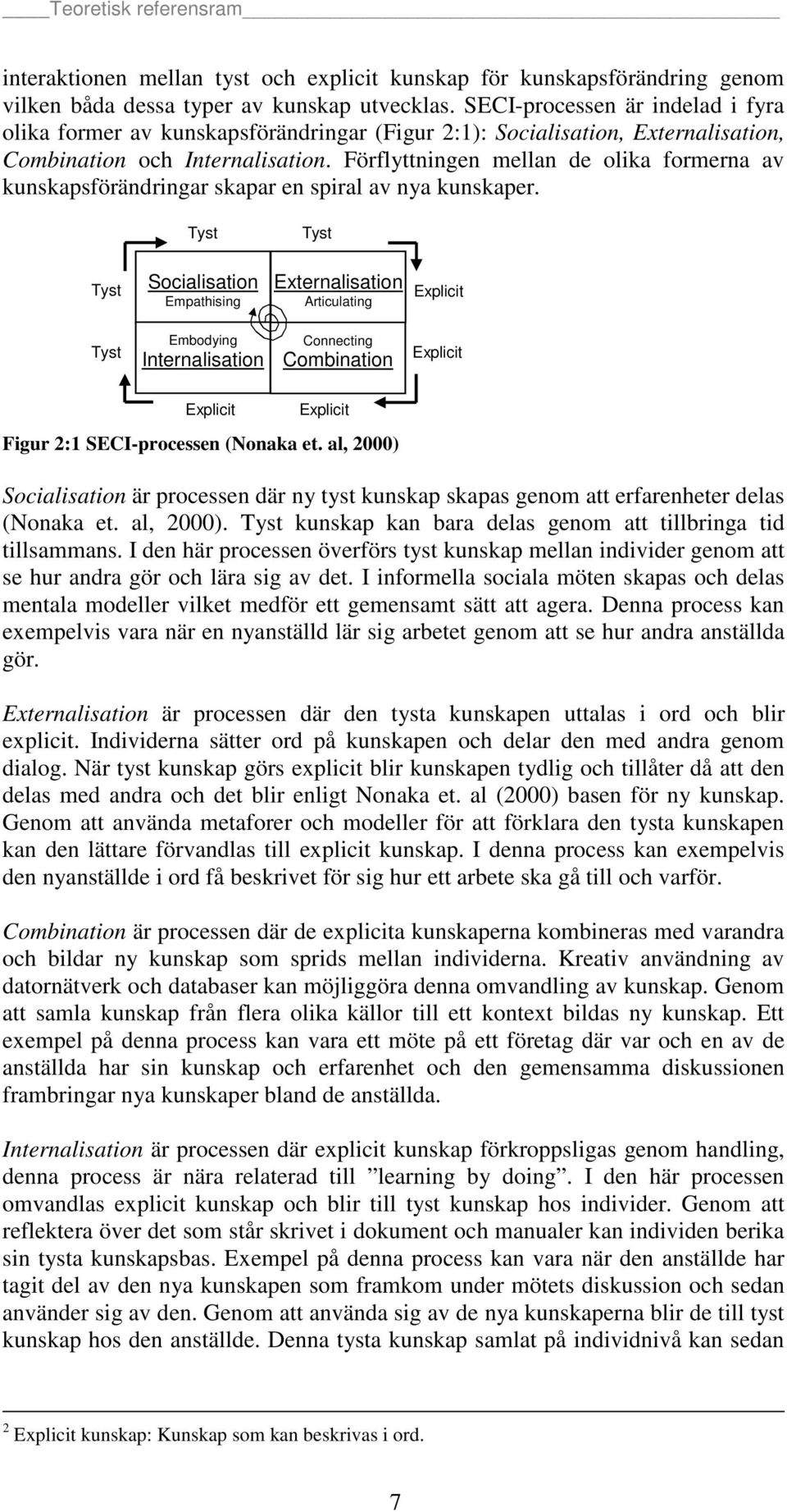 Förflyttningen mellan de olika formerna av kunskapsförändringar skapar en spiral av nya kunskaper.