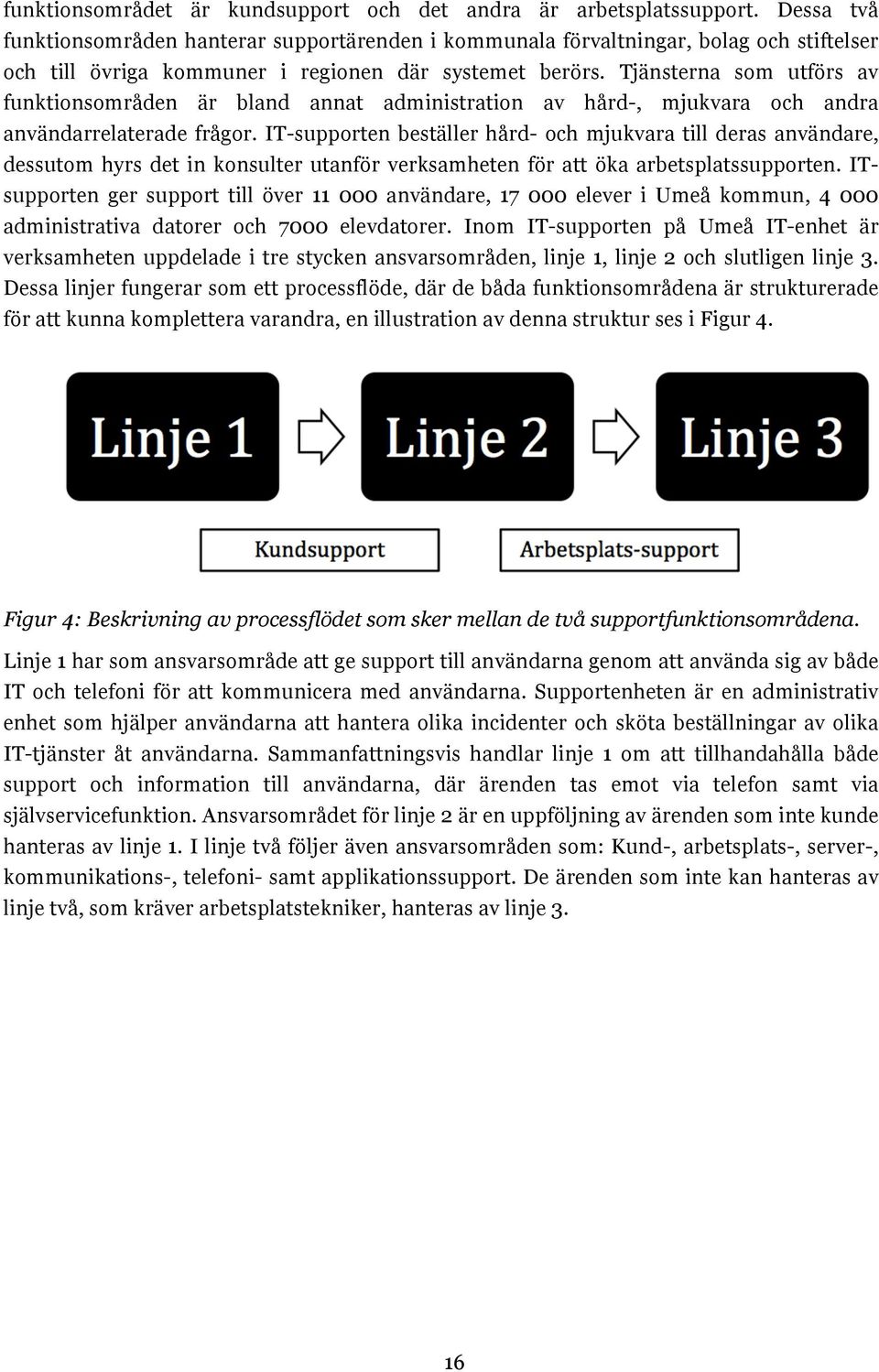 Tjänsterna som utförs av funktionsområden är bland annat administration av hård-, mjukvara och andra användarrelaterade frågor.